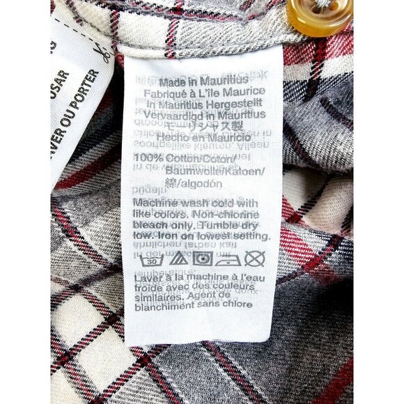 J. Crew Slim Size Medium Men's Gray White Black Red Check Cotton Flannel Shirt - Picture 7 of 11